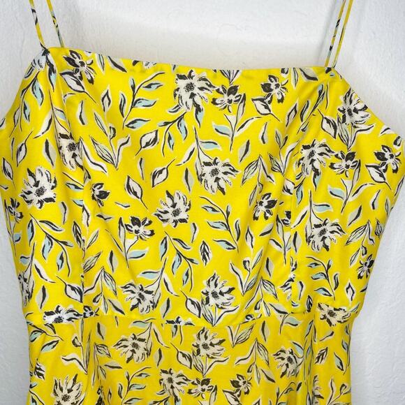 Alice + Olivia Glinda Yellow Floral Cotton Silk Blend Mini Fit and Flare Dress 8 - Picture 6 of 16